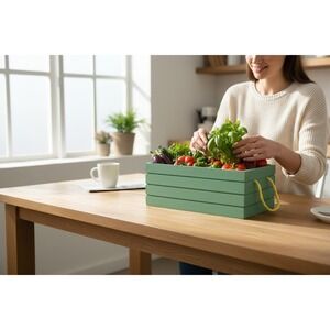 Ankyo Wood Garden Crate Unisex OS Teal Brand New Slatted Rope Handle 234-21-0818